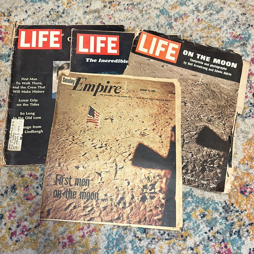 Vintage Empire& Life Magazines; Moon Landing.